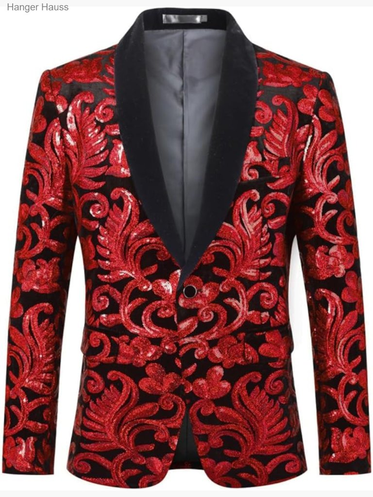Men's Velvet Sequins Tuxedo Blazer Jacket Formal Party Wedding Prom